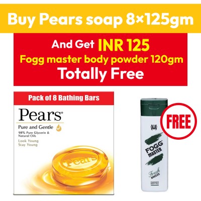 Pears soap 8×125gm + Fogg master body powder 120gm
