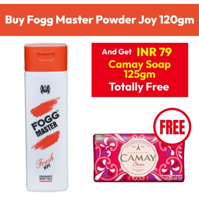 Fogg Master Powder Joy 120gm + Camay soap 125gm free