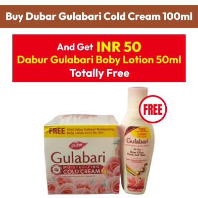 Dubar Gulabari Cold Cream 100ml + Dabur Gulabari Boby Lotion 50ml Free