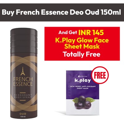 French Essence Deo Oud 150ml + K.Play Glow Face Sheet Mask Free